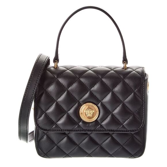 Versace Medusa Quilted Leather Shoulder Bag Black